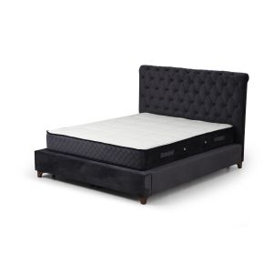 Lit double à sommier relevable Jeson Velours Anthracite avec matelas antibactérien 160x200cm à ressorts ensachés