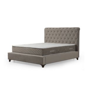 Lit double à sommier relevable Jeson Velours Beige avec matelas antibactérien 160x200cm à ressorts ensachés
