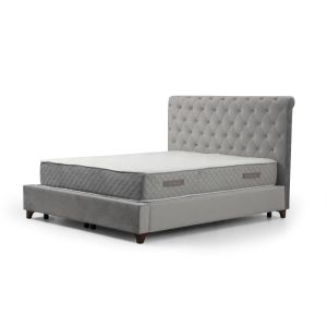 Lit double à sommier relevable Jeson Velours Gris avec matelas antibactérien 160x200cm à ressorts ensachés