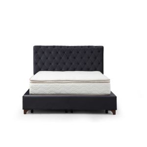 Lit double Jeson Velours Anthracite avec matelas antibactérien 140x200cm à ressorts ensachés