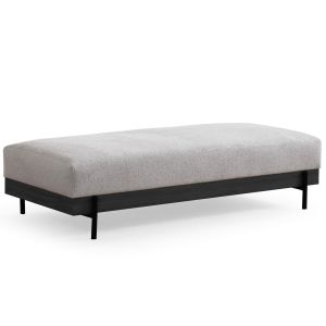 Banc kamily L220cm Bois Noir et Tissu bouclette Gris