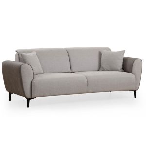 Canapé convertible 3 places Style Néo-rétro Softy Tissu bouclette et Effet simili en Velours Gris