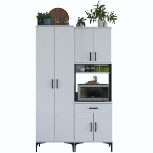 Buffet de cuisine 6 portes, 2 niches et 1 tiroir Ariane L120cm Blanc