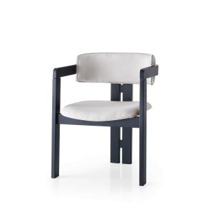 Chaise style vintage moderne Vladmir Lin Crème et Bois massif Noir