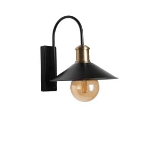 Apllique murale col de cygne dôme conique Uchana Ø15cm Métal Noir et Or antique