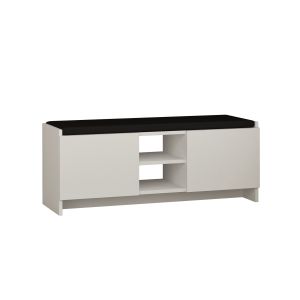 Banc à chaussures 2 portes et 2 étagères Cyxbus Bois Naturel et Blanc