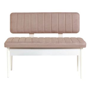 Banquette-coffre capitonnée avec dossier L110cm Scamnum Blanc et Velours Taupe