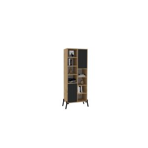 Bibliothèque 2 portes Shilvi L58,6xH160cm Chêne et Anthracite