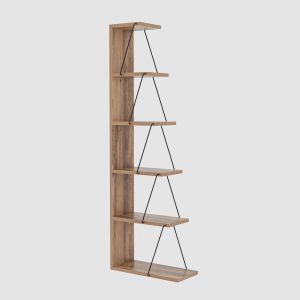 Bibliothèque Tlosy L50xH150cm Bois clair et Métal Noir