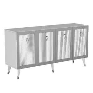 Buffet 4 portes Ethne L150xH80cm Blanc et Argent