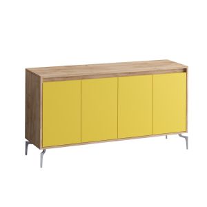 Buffet haut Umar 140cm Jaune et Chêne clair