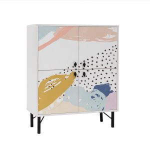Buffet style contemporain Stilly L95cm Blanc Motif Abstrait