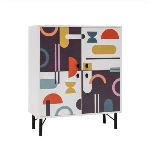 Buffet style contemporain Stilly L95cm Blanc Motif Géométrique abstrait