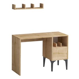 Bureau et étagère murale Allardo Chêne clair