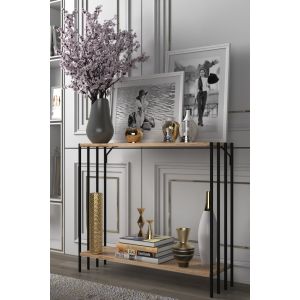 Console style industriel Saenus Bois clair et Métal Noir