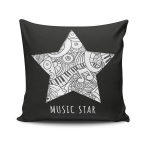 Coussin Mika 43x43cm Tissu Motif "Music Star"