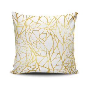 Coussin Seti 43x43cm Tissu Motif Craquelé Or et Blanc