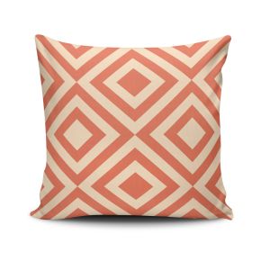 Coussin Twain 43x43cm Tissu Motif Losanges Orange et Blanc