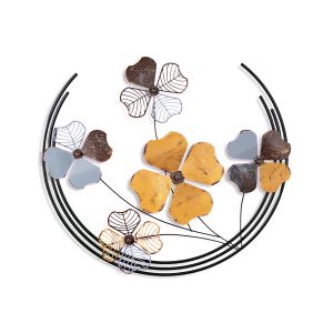 Décoration murale 5 trèfles à quatre feuilles Luanda L70xH62cm Métal Gris, Marron et Or