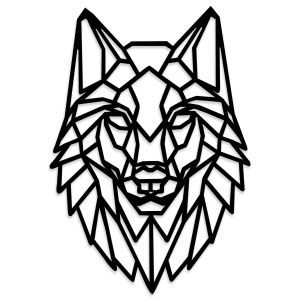 Décoration murale Chaldys 45x65cm Tête de loup Bois Noir