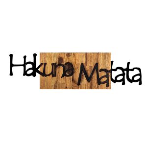 Décoration murale Chiara 108x30cm "Hakuna Matata" Bois Naturel et Noir