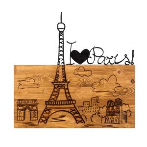 Décoration murale Chiara 58x54cm Paris Bois Naturel et Métal Noir