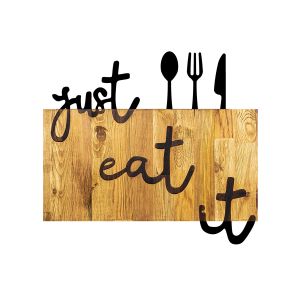 Décoration murale Chiara "Just Eat It" Bois Naturel et Métal Noir