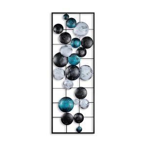 Décoration murale Edulis L32xH90cm Métal Noir, Bleu et Gris