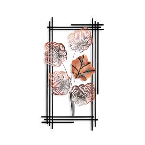Décoration murale feuilles de ginkgo Ajatar L48xH87cm Métal Noir et Bronze