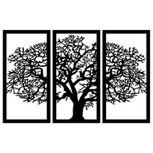 Décoration murale triptyque Wanae Bois Motif Arbre Noir