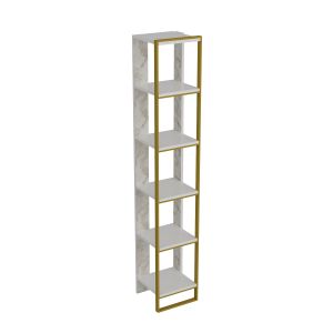 Ensembe de 2 bibliothèques Luxoria H178,5cm Bois Blanc effet marbre et Métal Or