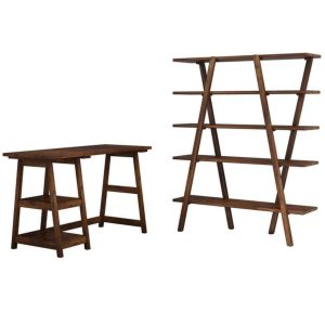 Ensemble bureau et bibliothèque Abore Pin massif naturel