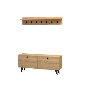 Ensemble meuble à chaussures et étagères murale Apekal Chêne clair