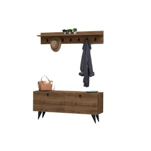 Ensemble meuble à chaussures et étagères murale Shida Bois et Noir