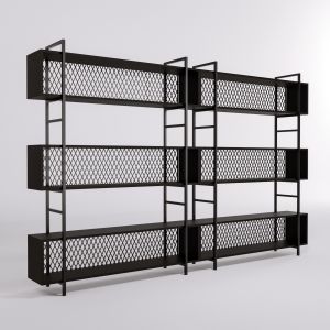 Étagère bibliothèque style industriel Mobilis L280cm Métal et Bois Noir