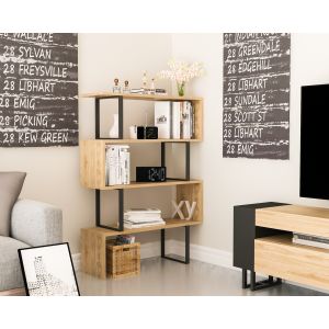 Étagère bibliothèque Usu L91,5cm Chêne clair et Métal Noir