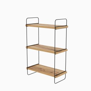 Étagère murale 3 plateaux Snyder L20xH66cm Bois clair et Métal Noir