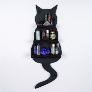 Étagère murale décorative Ornalio L48xH17cm félin Bois Noir