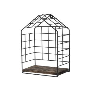 Étagère murale Laudatur L27xH37cm Bois Massif Naturel et Métal Noir