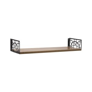 Étagère murale Jakola L60xH20cm Motif Arabesque Bois clair et Métal Noir