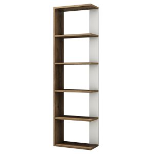 Etagères bibliothèque Cavelna L46,8xH160cm Bois foncé et Blanc