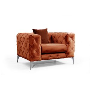 Fauteuil capitonné avec coussin Alykes Velours Orange
