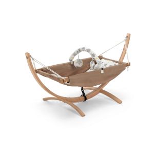 Hamac pour bébé Lazuli L147xH62cm Bois massif clair et Lin Marron