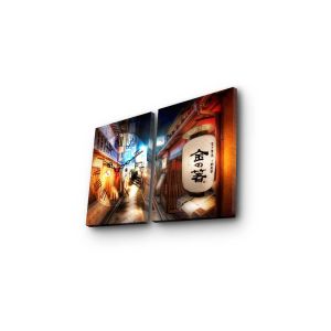 Horloge murale diptyque L60xH38cm Eccentrici Motif Rue chinatown