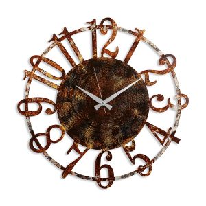 Horloge murale Dinan D48cm Métal Marron et Jaune