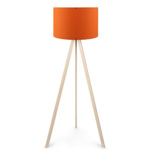 Lampadaire Tympanum trépied Bois Chêne et Orange