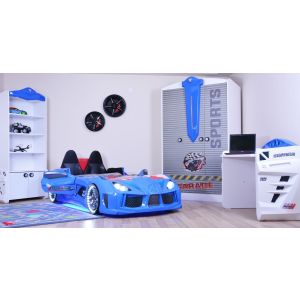 Lit voiture de course interactif MNV3 bleu Panneau Bois ABS Multicolore