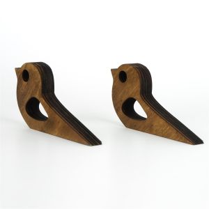 Lot de 2 cales portes Pena L14xH7cm Bois forme de Oiseau