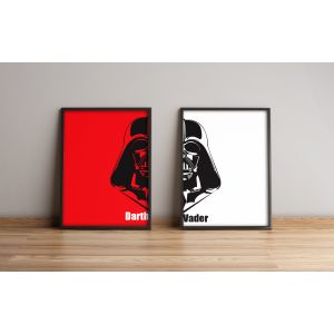 Lot de 2 tableaux  encadrés en Noir Star Wars L51xH74cm Motif Dark Vador Rouge, Noir et blanc