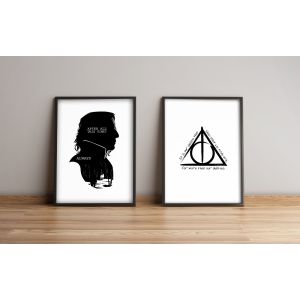 Lot de 2 tableaux encadrés Harry Potter L74xH51cm Motif Severus Rogue et Noir
